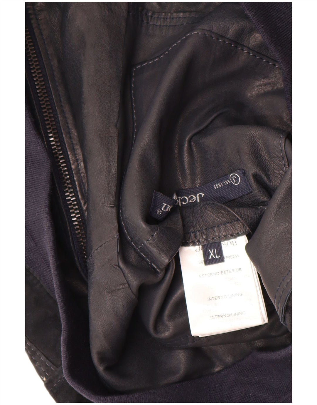 Jaqueta bomber feminina de camurça Jeckerson UK 18 XL azul marinho