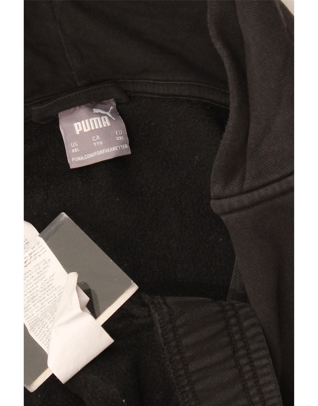 Suéter masculino PUMA com capuz e zíper 2XL algodão colorblock preto