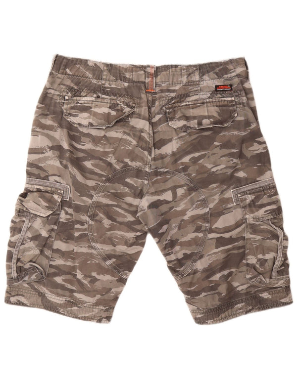 Superdry Mens Cargo Shorts Grande W36 Cinza Camuflagem Algodão