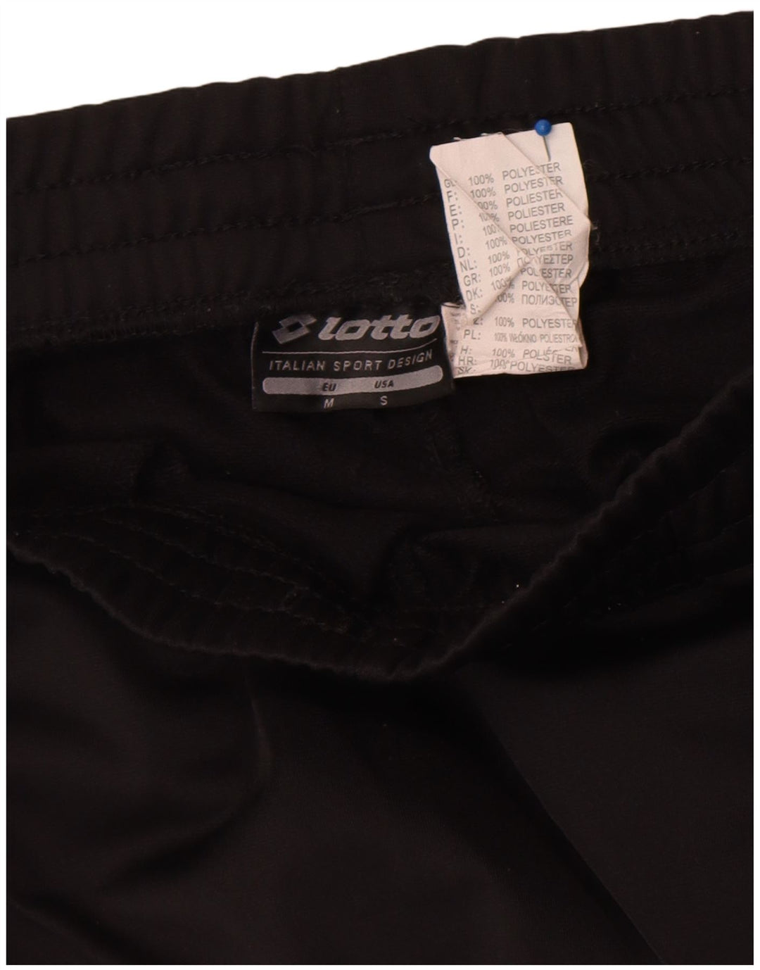 Calça de treino masculina Lotto pequena preta de poliéster