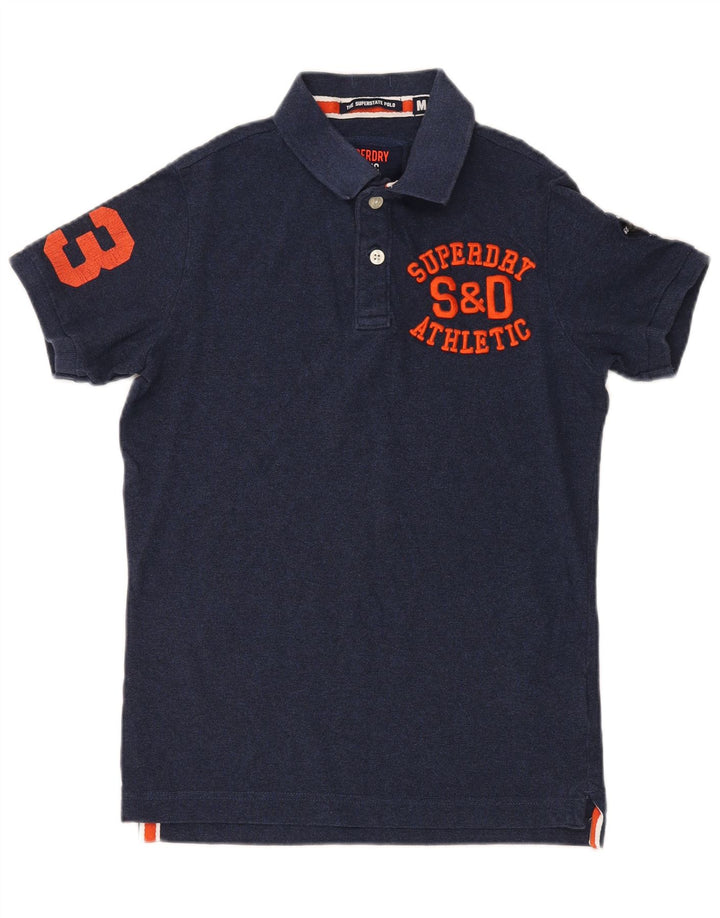 Camisa polo masculina Superdry Graphic azul marinho médio algodão