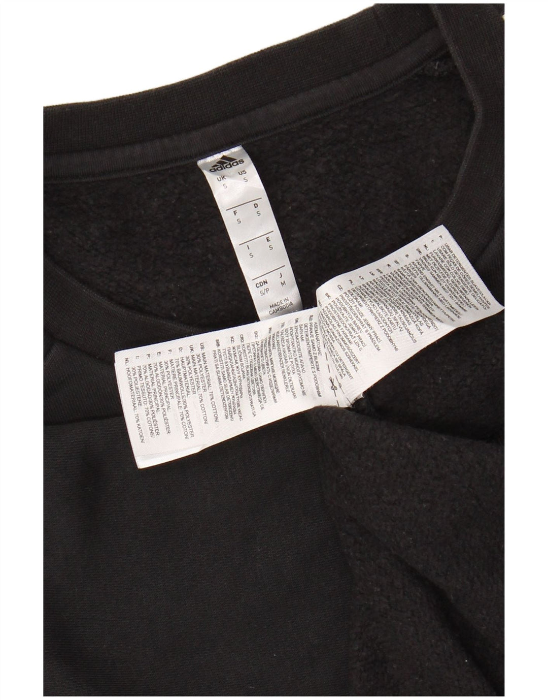 ADIDAS Mens Moletom Jumper Pequeno Algodão Preto