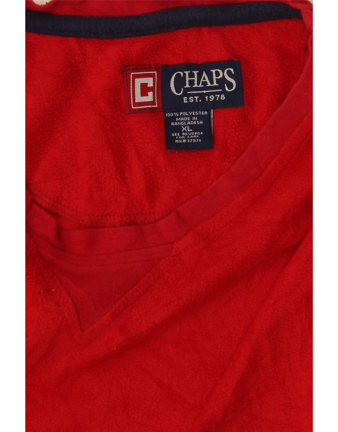 Chaps Mens Fleece Top Manga Longa XL Vermelho Poliéster