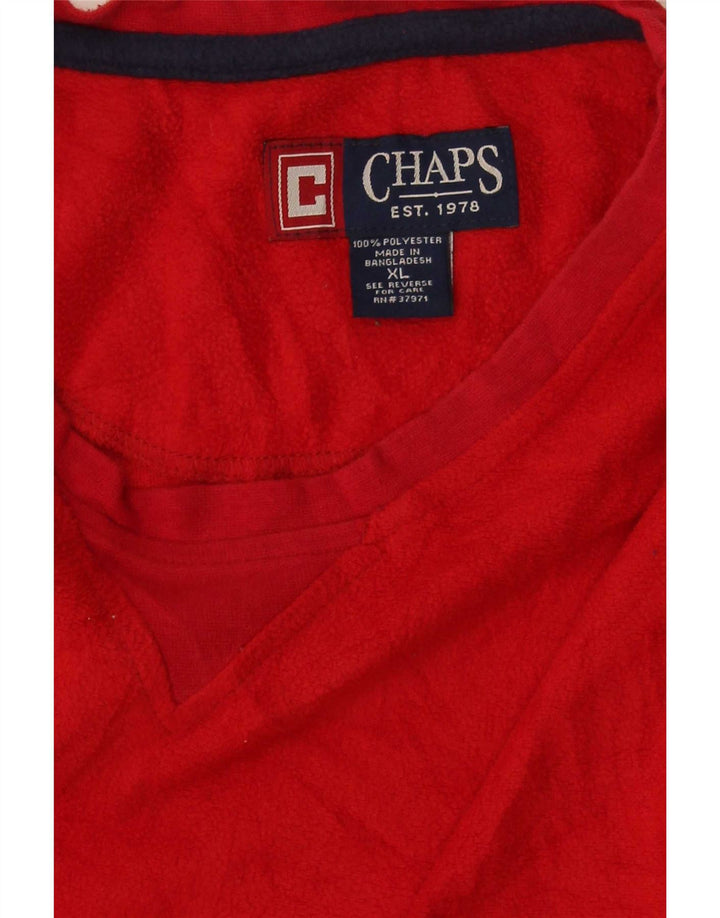 Chaps Mens Fleece Top Manga Longa XL Vermelho Poliéster