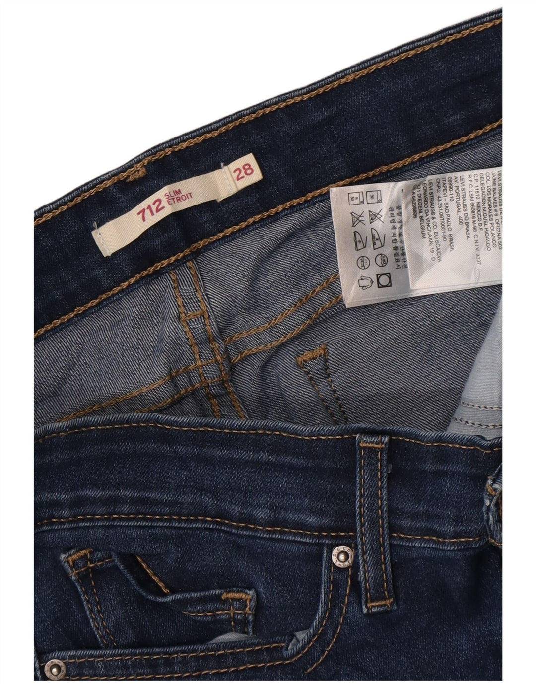 Calça jeans feminina Levi's 712 Slim W28 L31 azul algodão