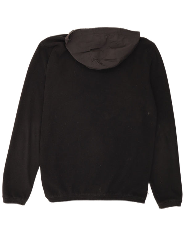 ADIDAS Mens Hooded Zip Neck Fleece Jumper Pequeno Preto Colourblock