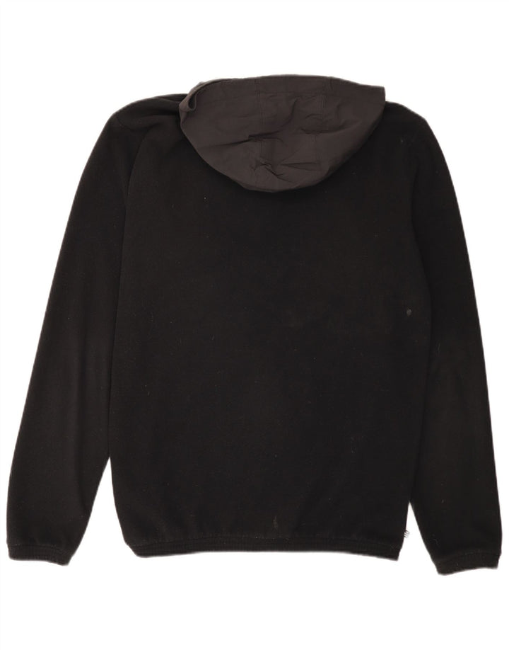 ADIDAS Mens Hooded Zip Neck Fleece Jumper Pequeno Preto Colourblock