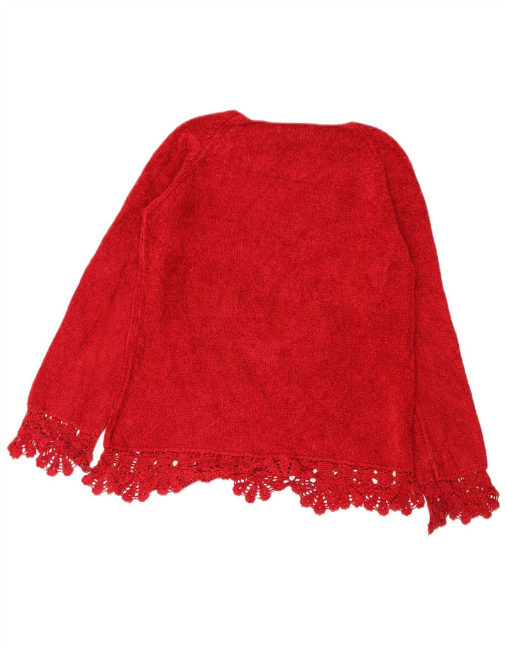 Suéter feminino Marks & Spencer com gola redonda Reino Unido 14 viscose vermelha média