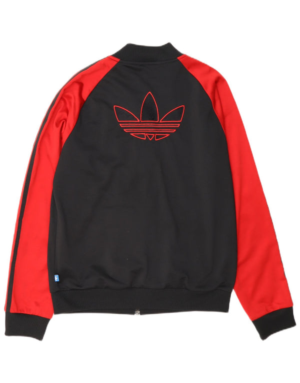 Adidas Womens Tracksuit Top Jacket UK 14 Grande Preto Colourblock Poliéster
