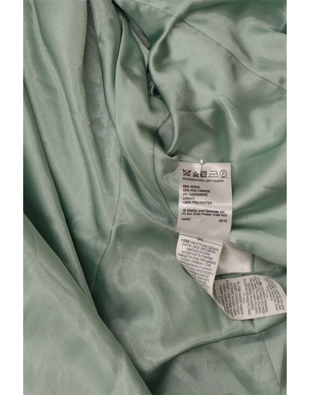 Casaco feminino Marks & Spencer com peito duplo Reino Unido 16 grande lã verde