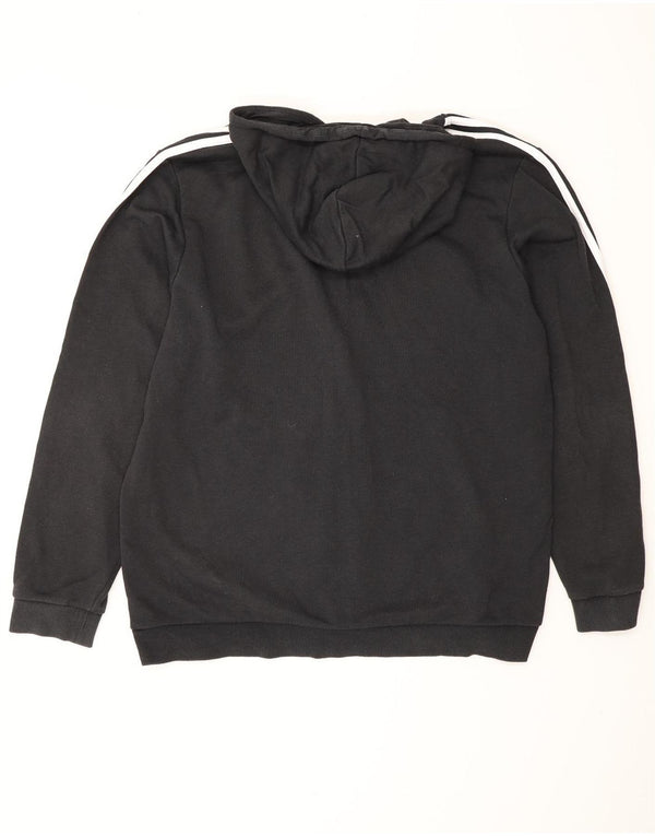 ADIDAS Mens Zip Hoodie Sweater XL Algodão Preto