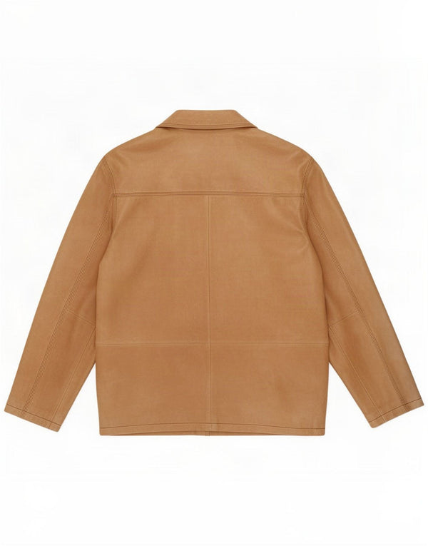 Jaqueta de couro masculina David Moore Reino Unido 42 XL marrom clássico