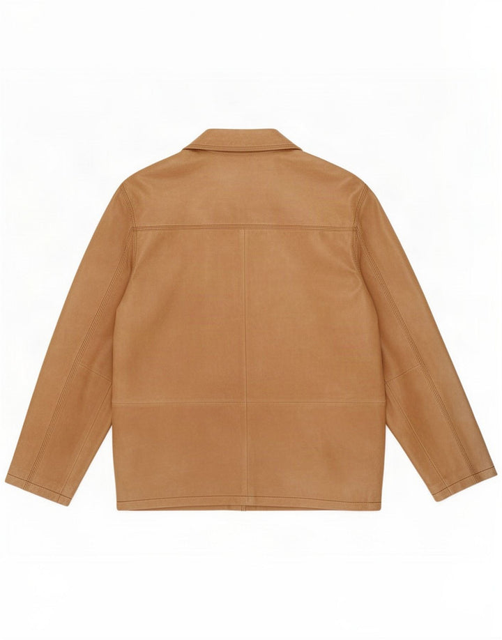 Jaqueta de couro masculina David Moore Reino Unido 42 XL marrom clássico