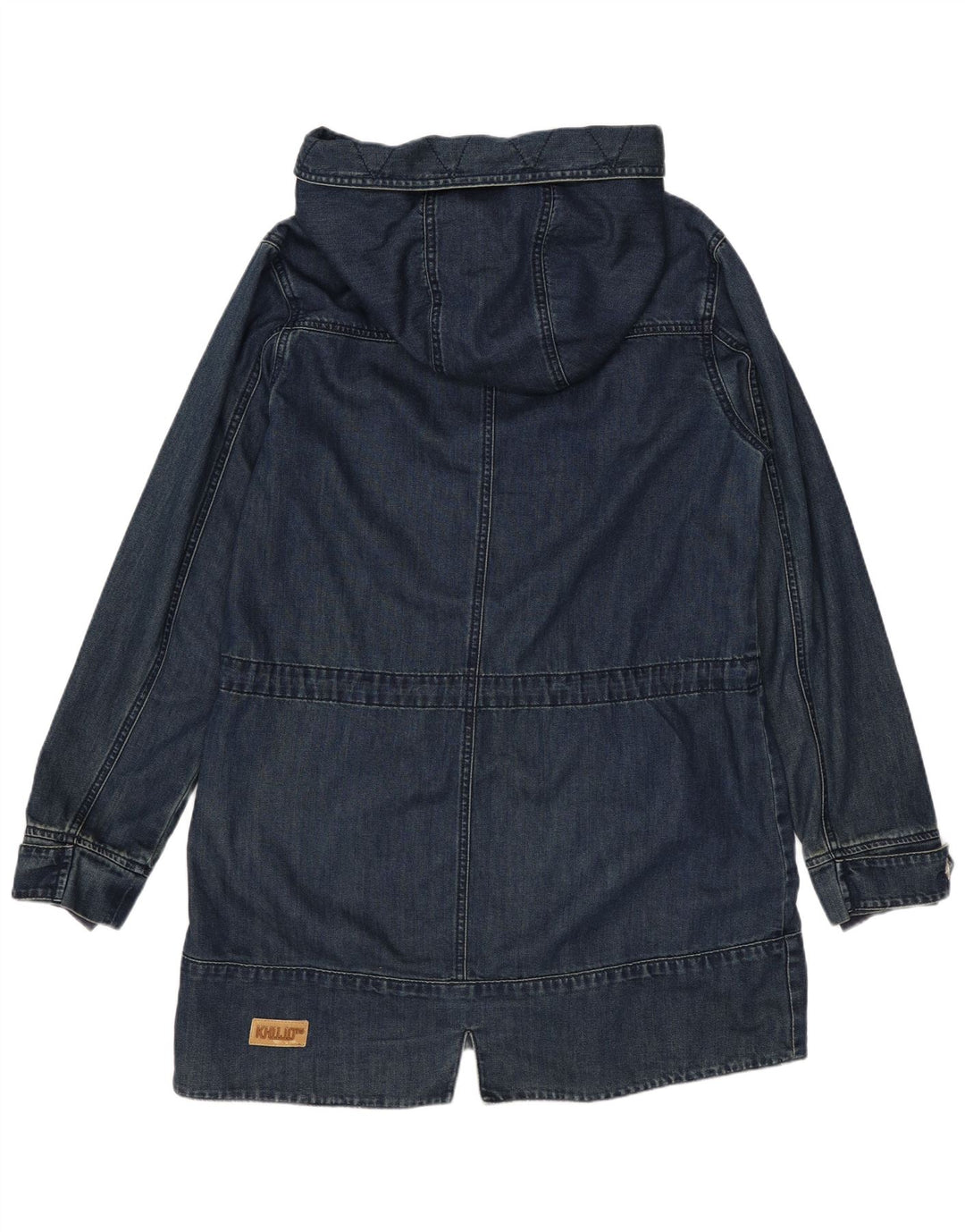 Casaco duffle feminino com capuz KHUJO Reino Unido 14 algodão azul marinho médio