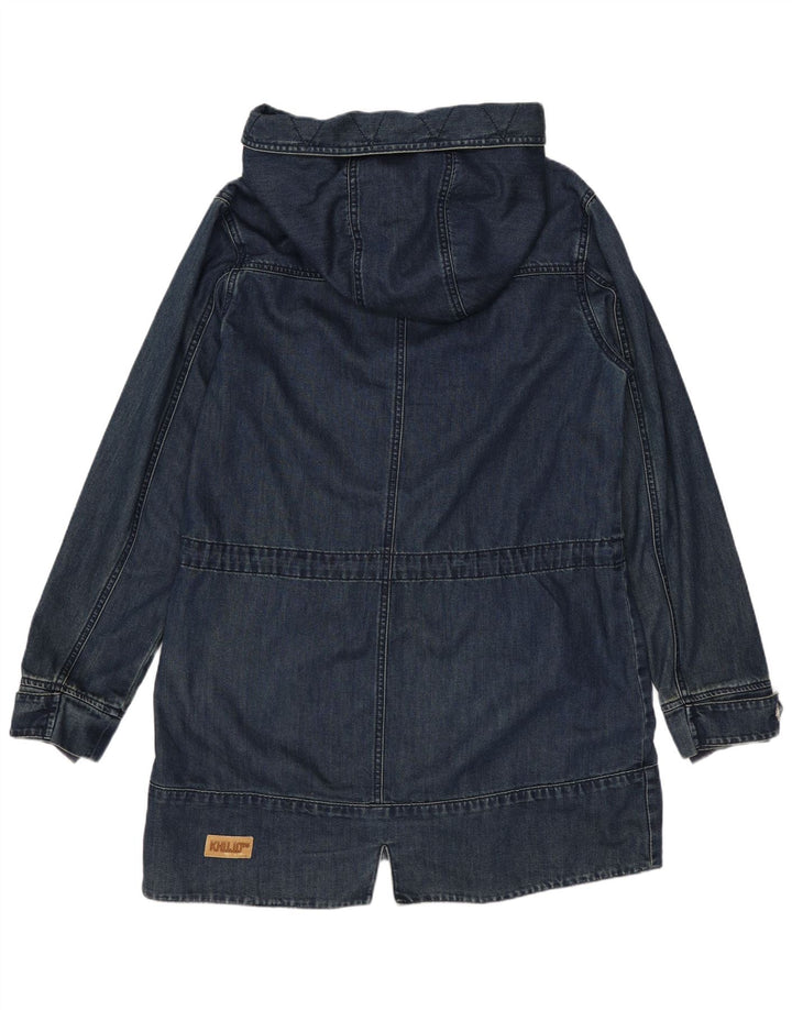 Casaco duffle feminino com capuz KHUJO Reino Unido 14 algodão azul marinho médio