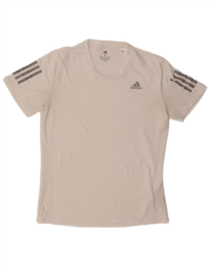 ADIDAS Mens Climacool T-Shirt Top Pequeno Off White Poliéster