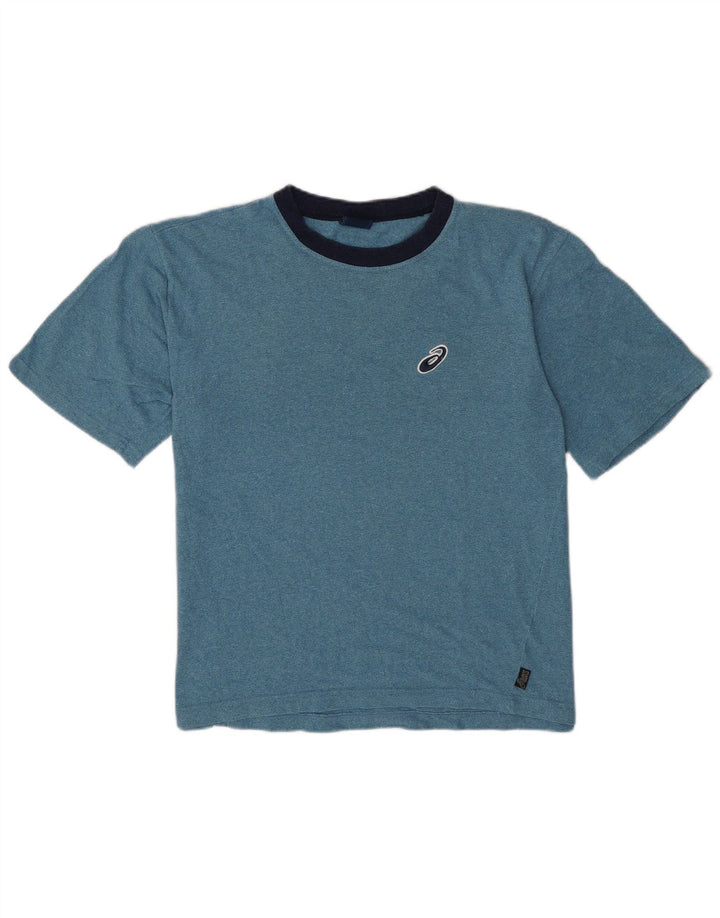 Camiseta masculina Asics Top médio azul manchado de algodão