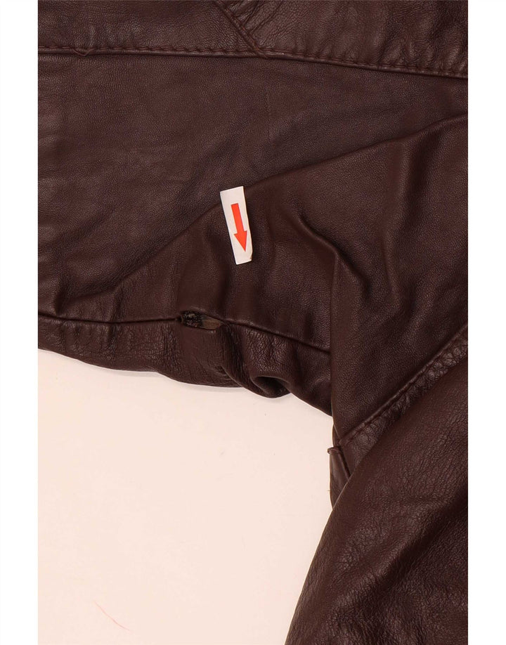 Jaqueta de couro feminina vintage Reino Unido 14 grande marrom