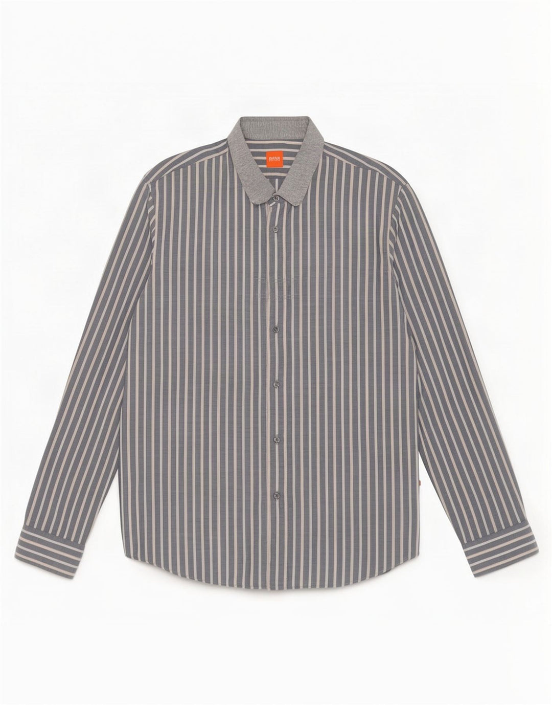 Camisa masculina Hugo Boss XL algodão listrado cinza
