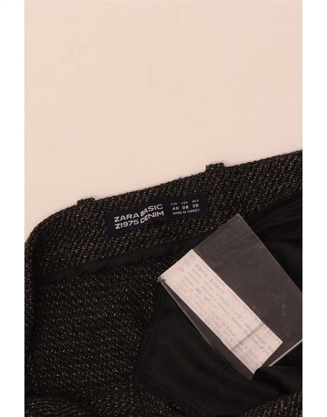 Zara Calça feminina folgada cortada EU 40 médio W30 L23 cinza poliéster