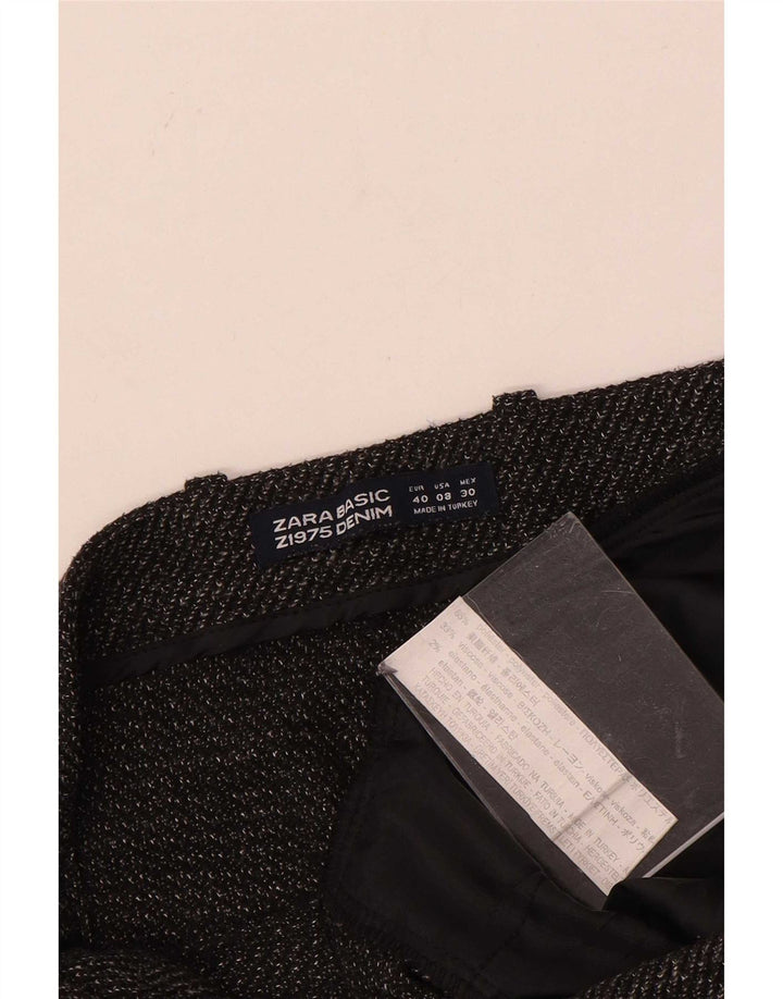 Zara Calça feminina folgada cortada EU 40 médio W30 L23 cinza poliéster