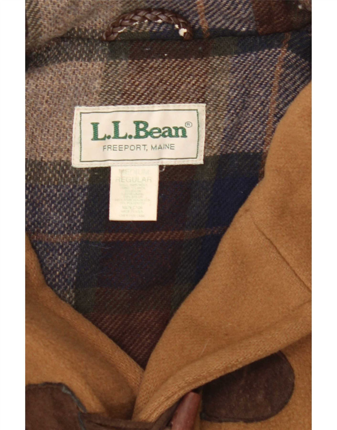 Casaco masculino com capuz L.L.Bean Reino Unido 38 lã bege médio