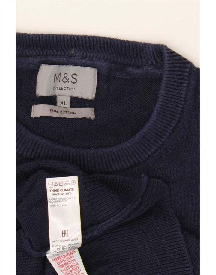 Suéter masculino Marks & Spencer com gola redonda XL algodão azul marinho