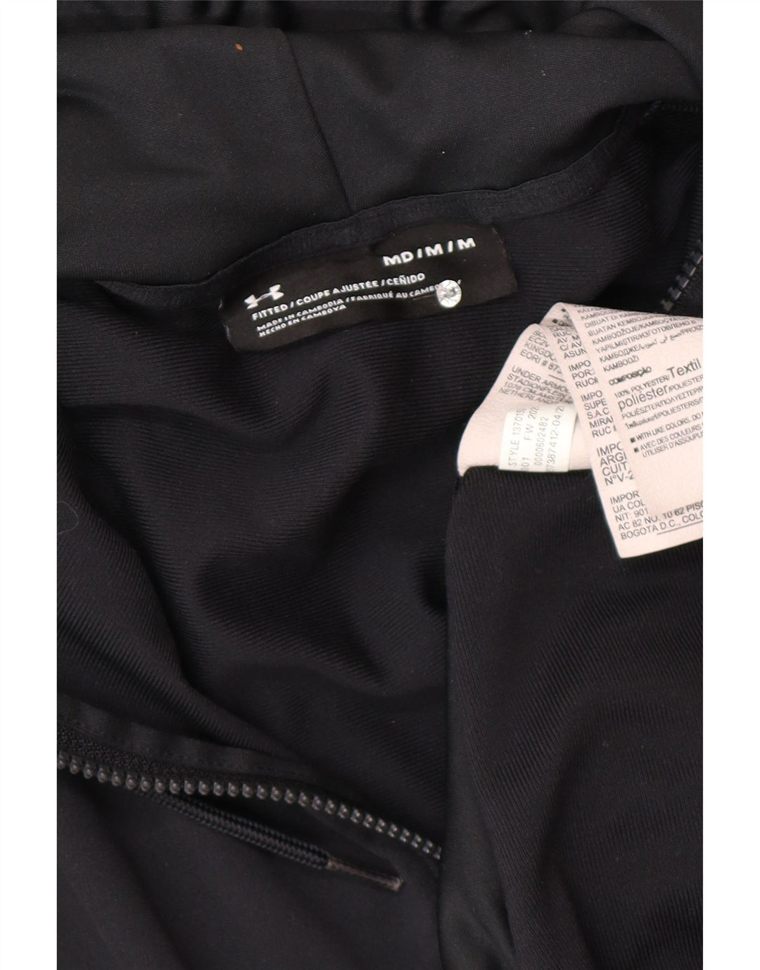 Suéter masculino Under Armour com capuz e zíper médio preto colorblock