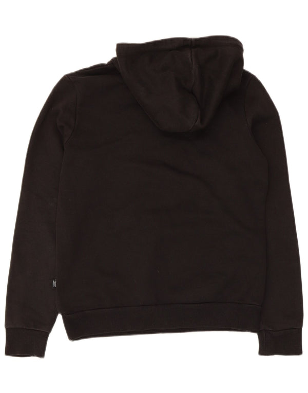 Puma feminino gráfico moletom com capuz Reino Unido 10 pequeno algodão preto