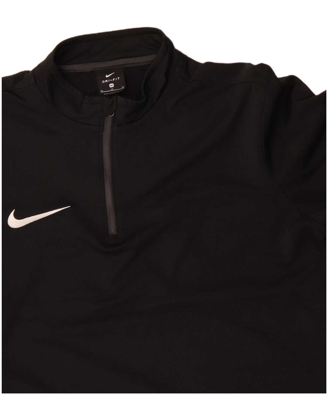 NIKE Masculino Dri Fit Zip Neck Pullover Treino Top Médio Preto Poliéster