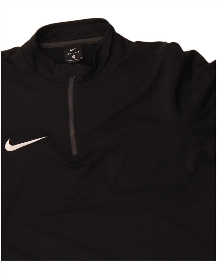NIKE Masculino Dri Fit Zip Neck Pullover Treino Top Médio Preto Poliéster