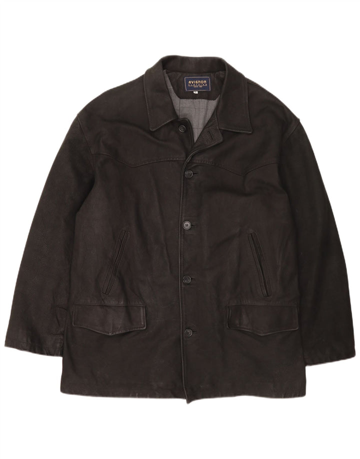 Jaqueta de couro masculina vintage UK 42 XL preta