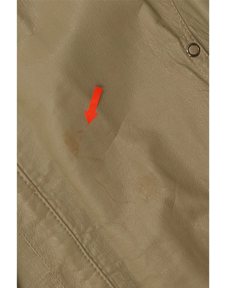 Jaqueta de couro masculina vintage UK 38 médio cáqui