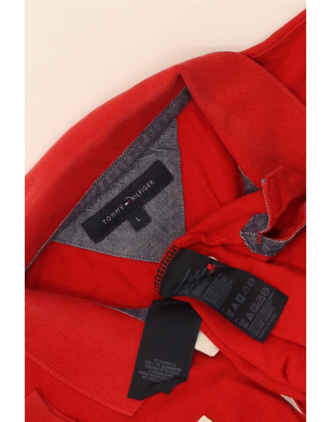 Camisa polo masculina Tommy Hilfiger gráfica grande algodão vermelho