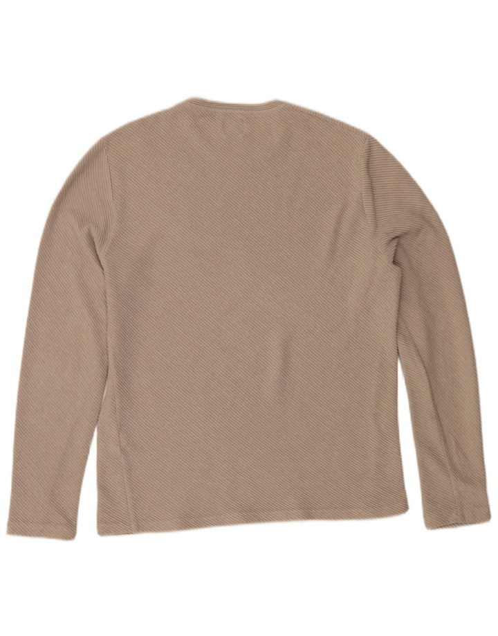 Zara Top masculino manga comprida grande algodão bege