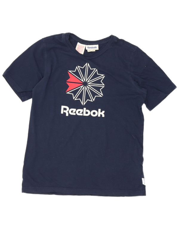 Camiseta Reebok Meninos Graphic Top 13-14 Anos Azul Marinho Algodão