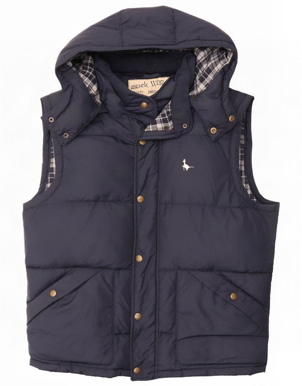 Jack Wills Mens Colete acolchoado com capuz UK 36 Pequeno Azul marinho