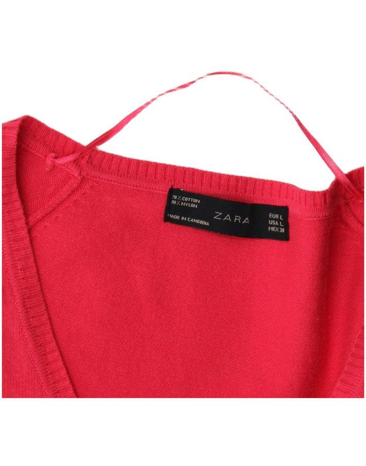 Suéter cardigã feminino Zara Reino Unido 14 grande rosa