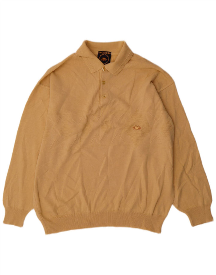 Il Granchio Suéter masculino com gola polo grande bege