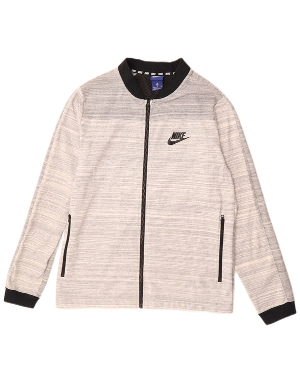NIKE Mens Tracksuit Top Jacket Médio Cinza Listrado Algodão