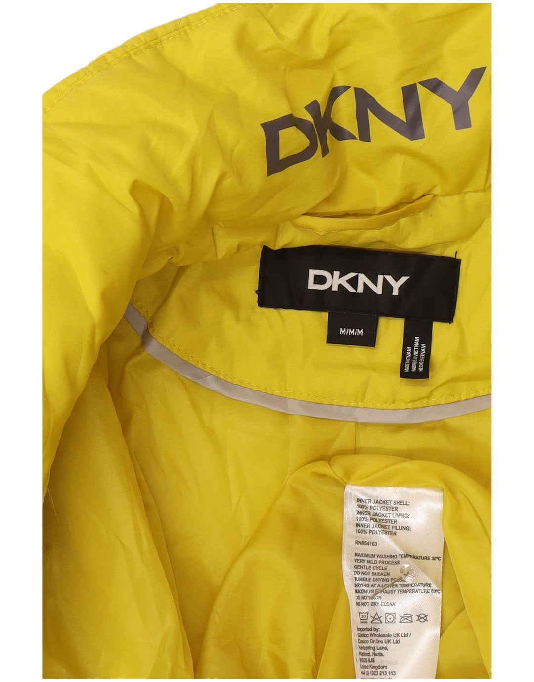Jaqueta acolchoada feminina Dkny UK 12 poliéster amarelo médio moderno