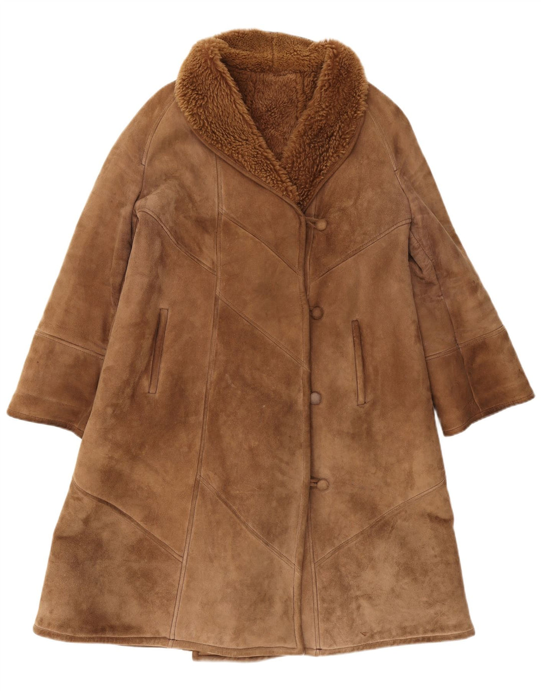 Casaco feminino vintage de shearling IT 44 médio marrom shearling clássico