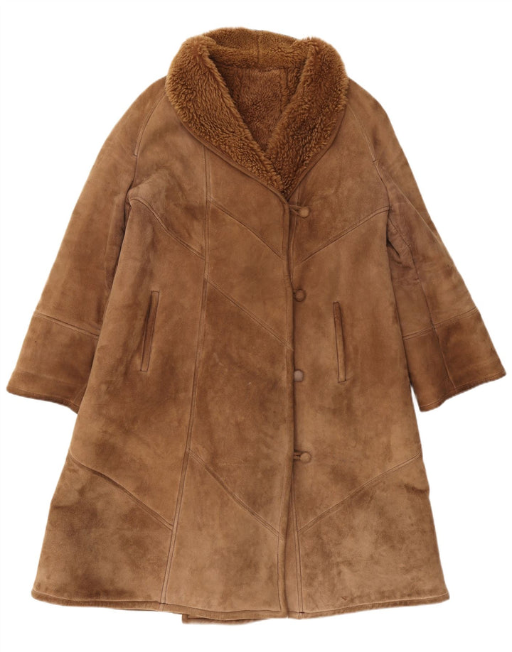Casaco feminino vintage de shearling IT 44 médio marrom shearling clássico