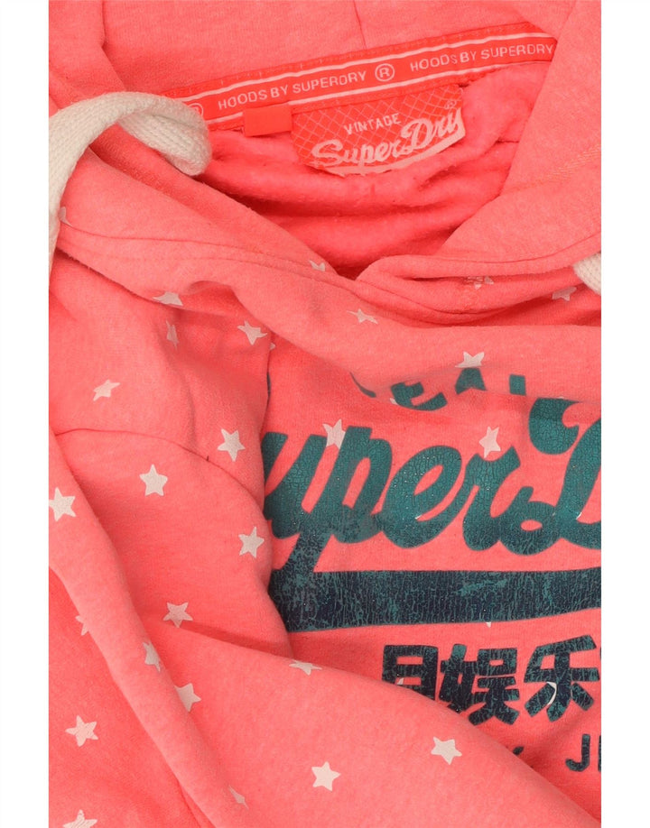 Superdry feminino gráfico moletom com capuz UK 18 XL algodão manchado rosa