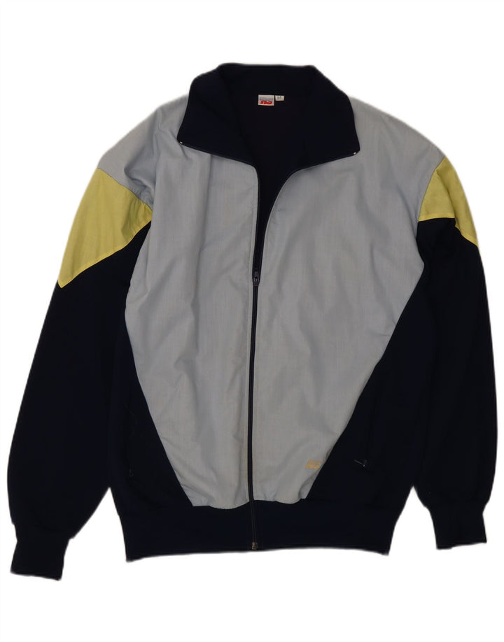 Jaqueta superior de agasalho masculino vintage IT 54 XL azul marinho Colourblock