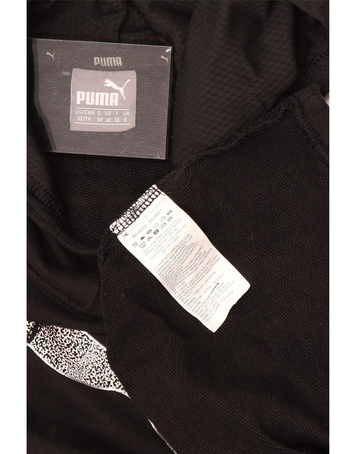 PUMA feminino gráfico moletom com capuz UK 8 pequeno poliéster preto