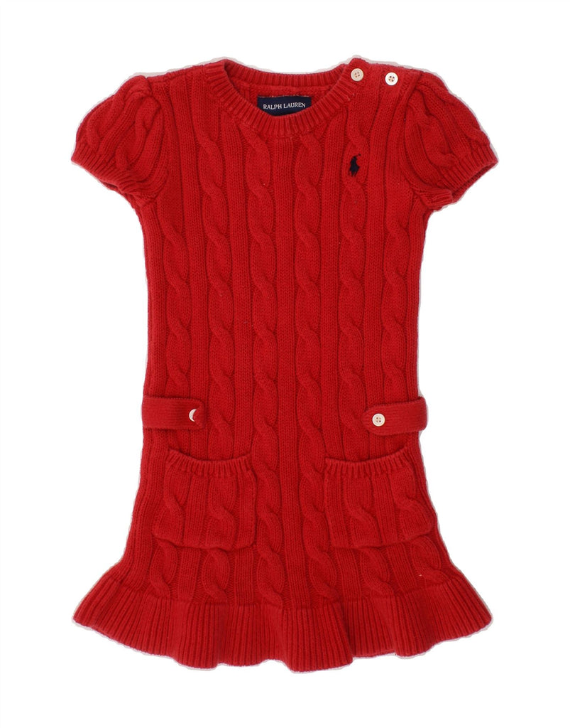 RALPH LAUREN Baby Girls Jumper Dress 18-24 Months Red Cotton Vintage Ralph Lauren and Second-Hand Ralph Lauren from Messina Hembry 