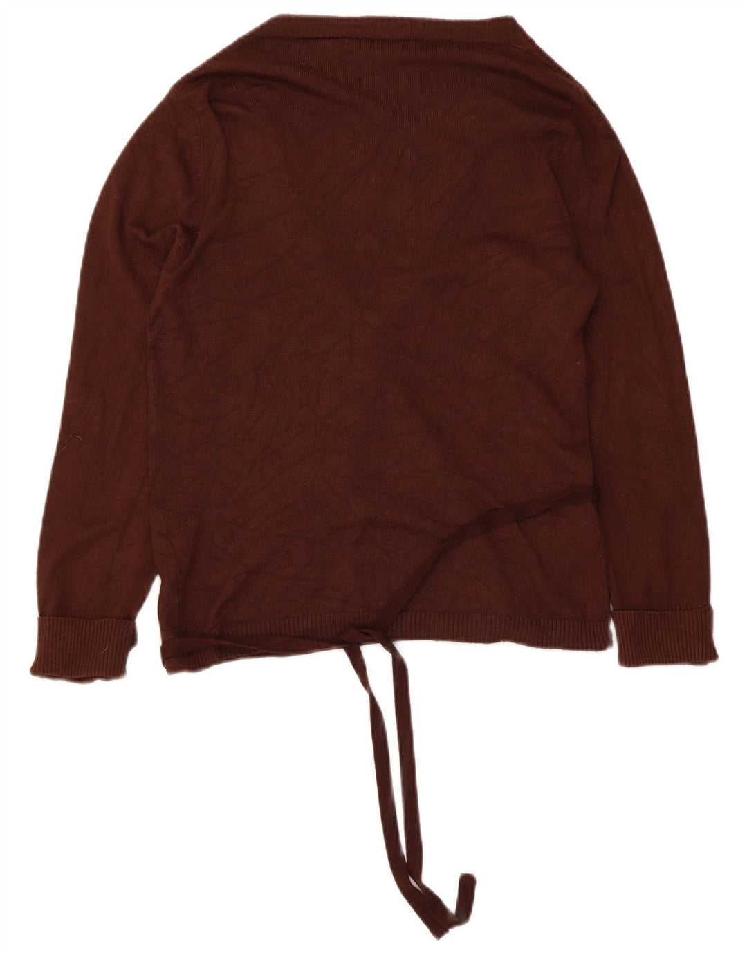 Zara Suéter Cardigan Feminino Wrap UK 12 Médio Marrom Rayon