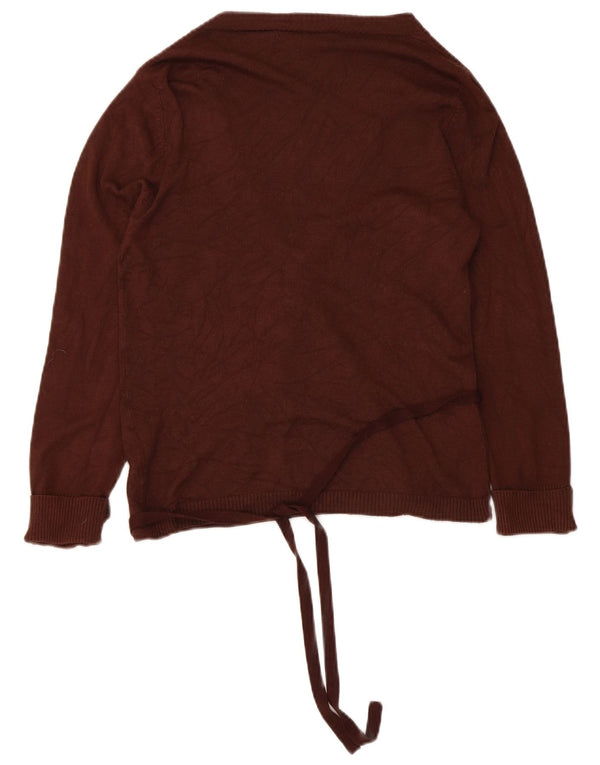 Zara Suéter Cardigan Feminino Wrap UK 12 Médio Marrom Rayon