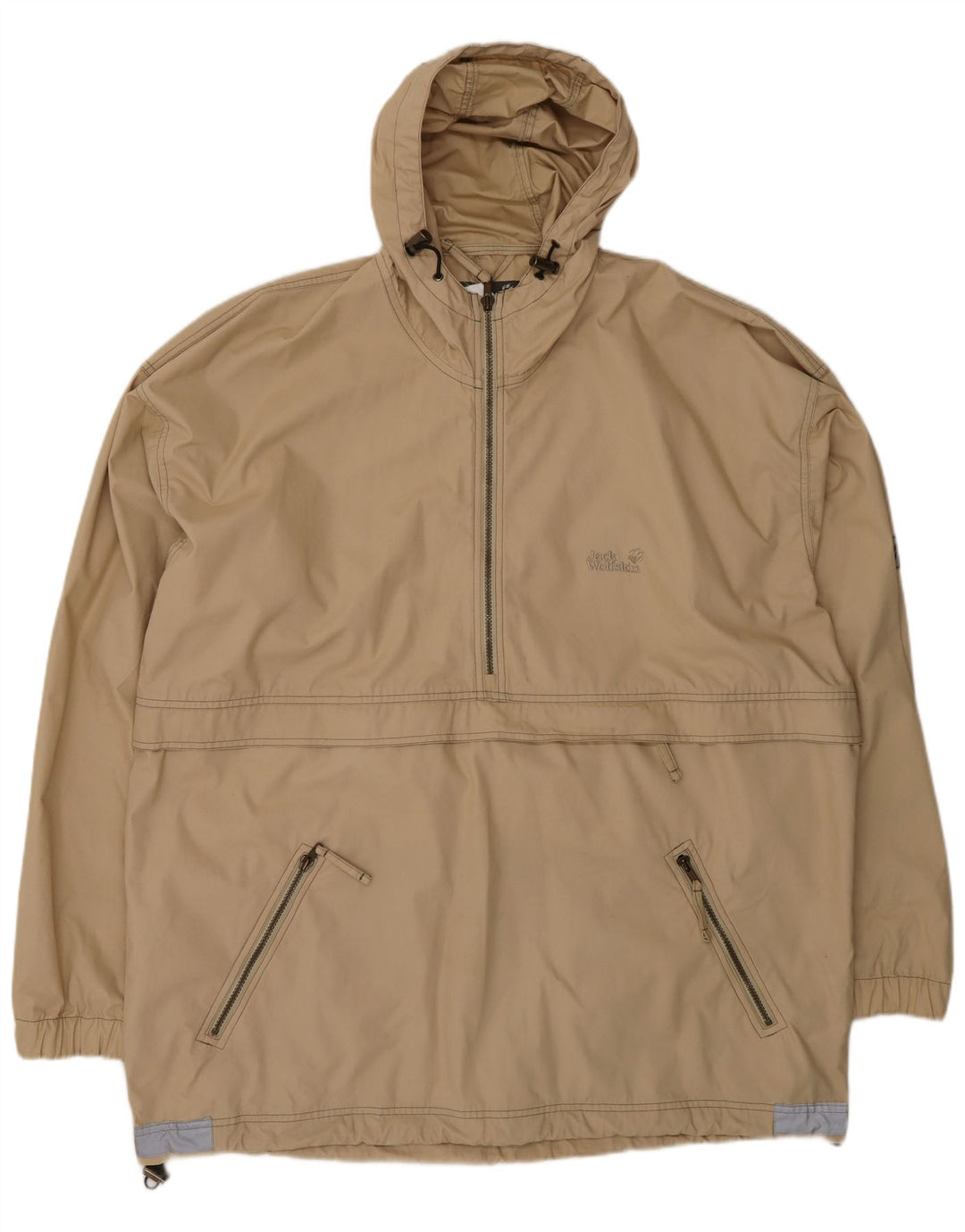 Jaqueta anorak masculina com capuz Jack Wolfskin Reino Unido 44 2XL poliéster bege